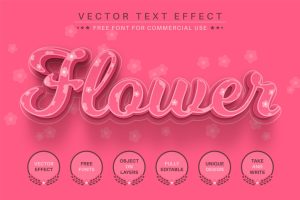Pink Flower – Editable Text Effect, Font Style