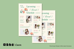 Pink Green Modern Minimalist Schedule | 005