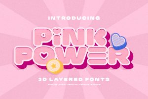 Pink Power – 3D Layered Font