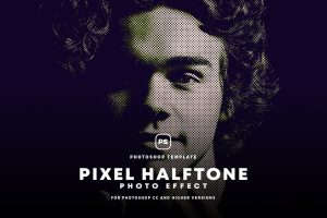 Pixel Halftone Photo Effect