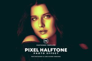 Pixel Halftone Photo Effect
