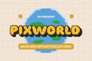 Pixworld – Solid & Outline Pixelate Bold Font