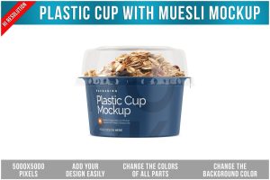 Plastic Cup with Muesli Mockup