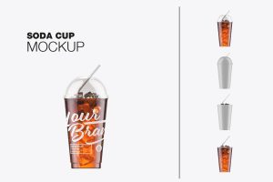 Plastic Cup with Soda  Mockup
