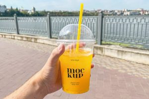 Plastic Juice Cup Mockup