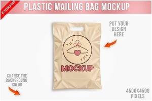 Plastic Mailing Bag with Handle Mockup