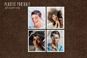Plastic portrait polaroid photo mockup