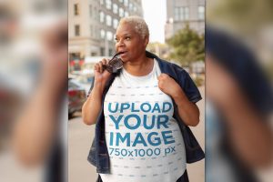 Plus Size T-Shirt Mockup of a Woman