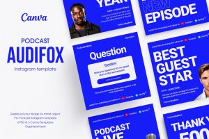 Podcast Audifox Instagram Post Template