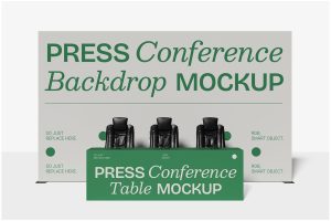 Press Conference Backdrop & Table Mockup 004