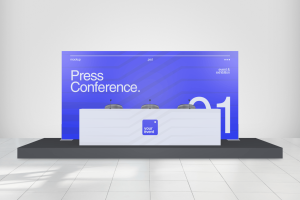 Press Conference Table & Backdrop Mockup