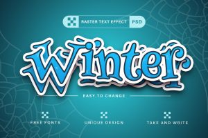 PSD Winter Sticker – Editable Text Effect