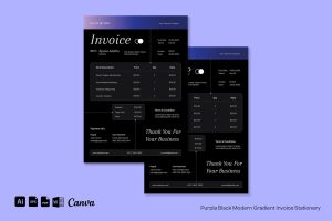 Purple Black Modern Gradient Invoice | 005