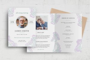 Purple Flower Funeral Program Flyer