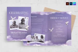 Purple Funeral Program Template
