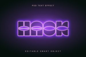 Purple Neon PSD Text Effect
