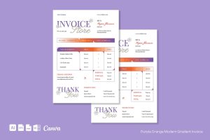 Purple Orange Modern Gradient Invoice | 005