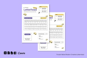 Purple Yellow Modern Creative Letterhead | 005