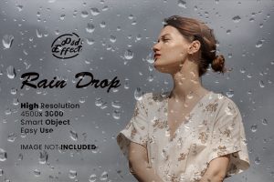 Raindrop photo effect psd