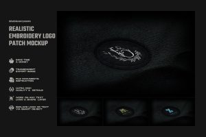 Realistic embroidery logo patch mockup