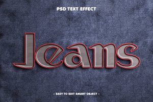 Realistic Embroidery Stitch Jeans Text Effect