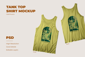 Realistic Front & Back Tank Top Shirt Mockup