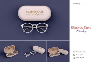 Realistic Glasses Case Mockup 5 Views