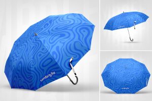 Realistic Opened Umbrella Mockup Set