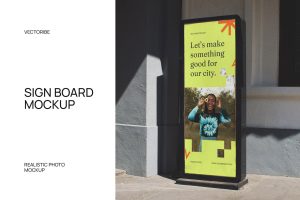 Realistic Street Sign Board Mockup