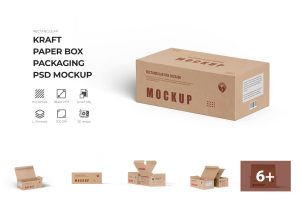 Rectangle Kraft Cardboard Paper Box Mockup