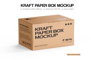 Rectangle Kraft Carton Box Mockup