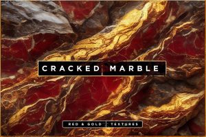 Red & Gold Cracked Marble Textures
