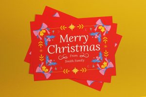 Red Art Deco Greeting Card Postcard
