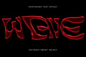 Red Warped Metallic PSD Text Effect