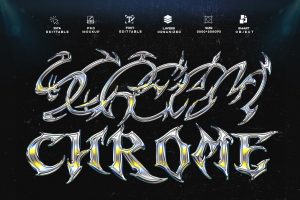 Reflective Chrome  Text Effect PSD Photoshop