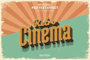 Retro Cinema – Vintage Bold 3D Text Effect