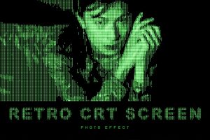 Retro CRT Monitor Screen PSD Photo Effect
