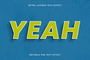 Retro editable text effect green shadow font