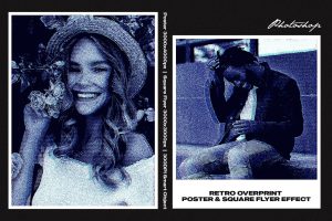 Retro Overprint Square And Poster Effect