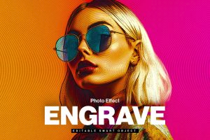 Retro Pop Art Engrave Photo Effect Template