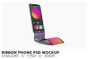 Ribbon Phone Screen PSD Mockup