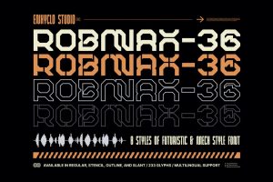 ROBMAX-36 – Futuristic Cyberpunk Mecha Font