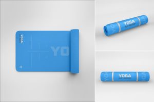 Rolled Yoga Fitness Mats PSD Mockups Set