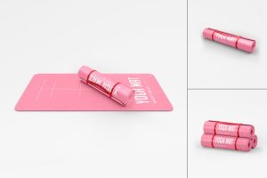 Rolled Yoga Mats PSD Mockups Collection