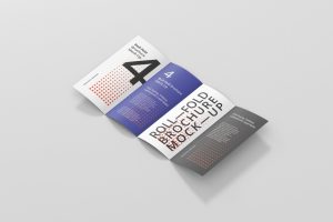 Roll-Fold Brochure Mockup – DL DIN Lang