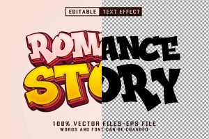 Romance Story Cartoon Text – Editable Text Effect