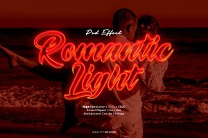 Romantic light text effect psd
