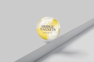 Round Fridge Magnets Mockups