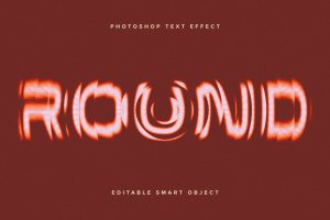 Round Glass Distorted Text Effect Mockup