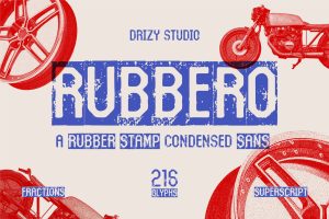 Rubbero – Rubber Stamp Condensed Font